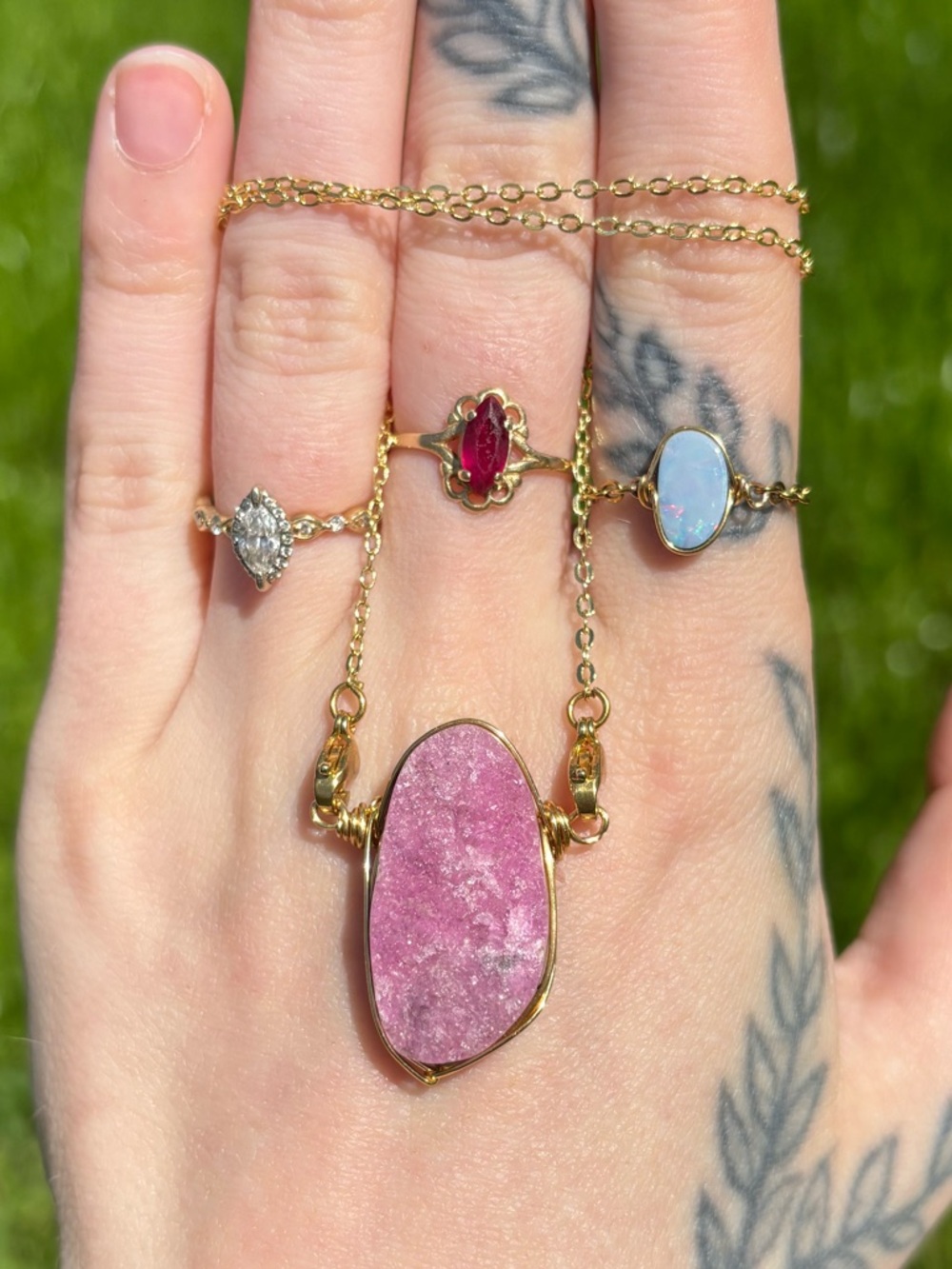 Pink calbolto calcite interchangeable necklace